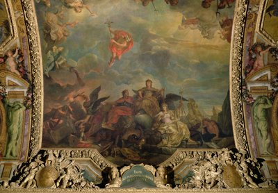 Les puissances voisines prospères de la France, peinture au plafond de la Galerie des Glaces - Charles Le Brun